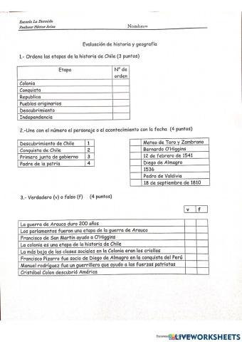 Evaluacion historia y geografia
