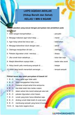 LKPD Aqidah Akhlak Hidup bersih dan sehat