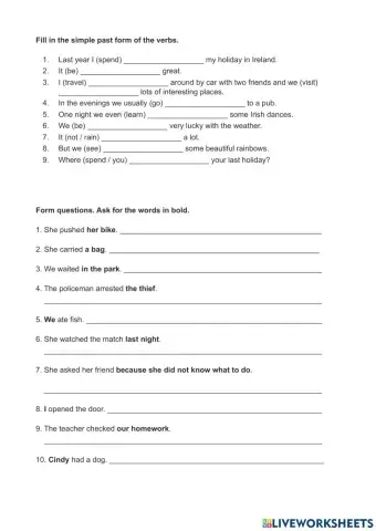 Past simple practice worksheet