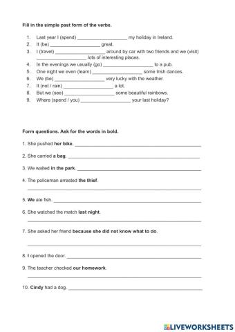 Past simple practice worksheet