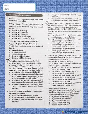 LK latihan soal faktor kesetimbangan dan perhitungan kesetimbangan