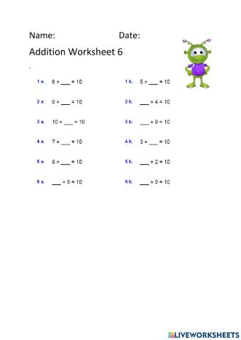 Addition worksheet 6
