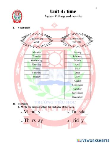 Math 3-U4L2-Days and months