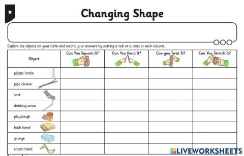 Changing Materials Worksheet