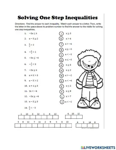 Inequality One Step Quiz