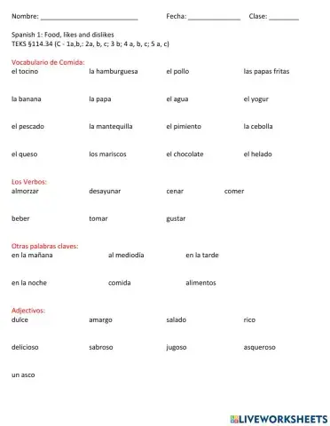 Week 13 - Review: Food + Verb Conjugation