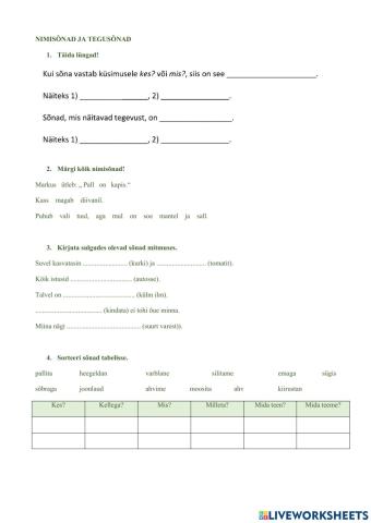 Nimisõna ja tegusõna II, 3.klass