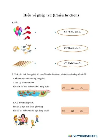 Hiểu về phép trừ (tự chọn)