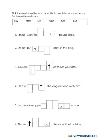 Dolch 1st grade sight words