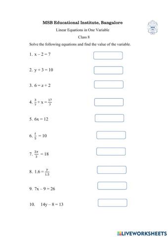 Linear Equations in One Variable