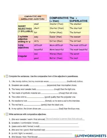 Comparatives and superlatives