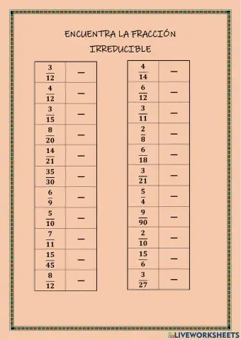 Fracciones irreducibles