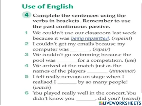 Past Continuous Active and Passive