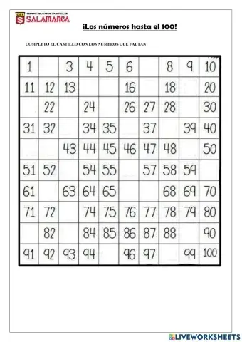 Numeros hasta el 100