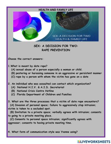 Sex: A Decision for Two (Prevent Date Rape)