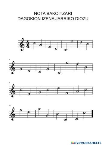 Noten izenak jartzen