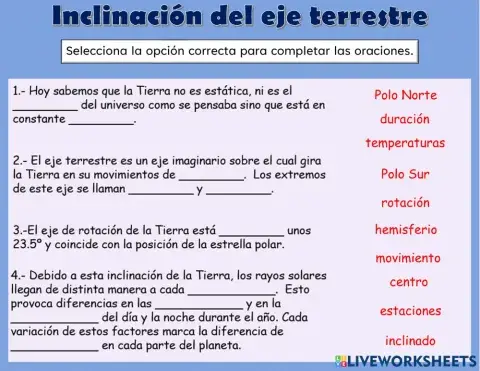 Inclinacion y movimientos de la tierra