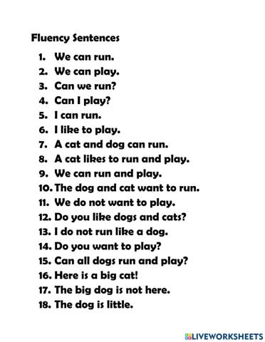 Fluency sentences