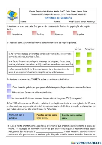 Atvidade Avaliativa Regiões Polares