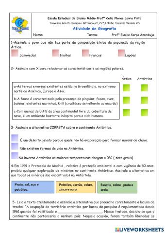 Atvidade Avaliativa Regiões Polares