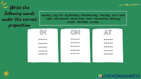 Preposiciones de tiempo