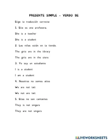 Presente simple - Verbo be