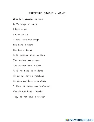 Presente simple - Have