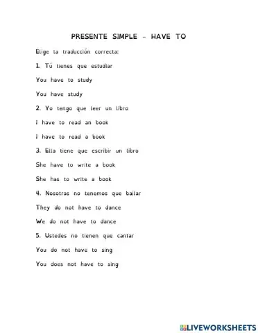 Presente simple - Have to