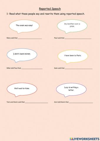 Reported speech statements