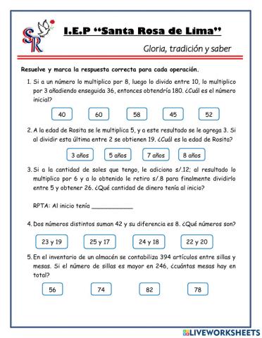 Examen mensual de razonamiento matemático