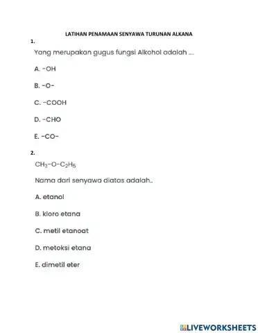 Latihan penamaan senyawa turunan alkana