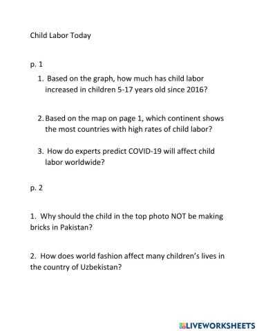 Child Labor Today (2021)