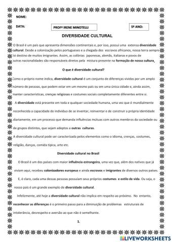 Diversidade Cultural - Parte III