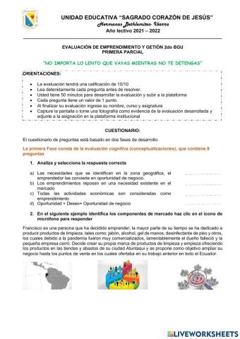 Evaluación Primera Parcial 2do -A- - EMPRENDIMIENTO Y GESTIÓN