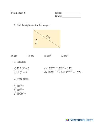 Math sheet 5