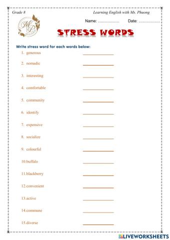 Englishs 8 - Word stress