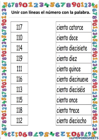 Números del 110 al 119