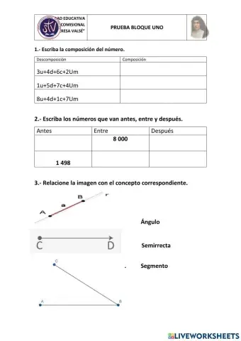 Prueba 1 matemática 4to grado