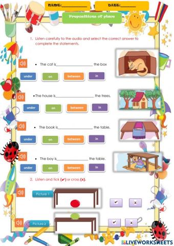 Pre-test Prepositions