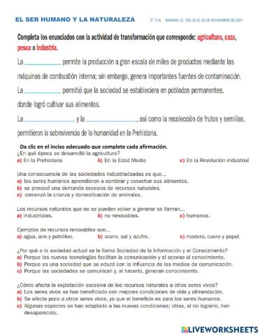 El ser humano y la naturaleza