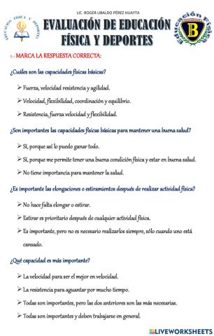 Evaluación de educación física y deportes