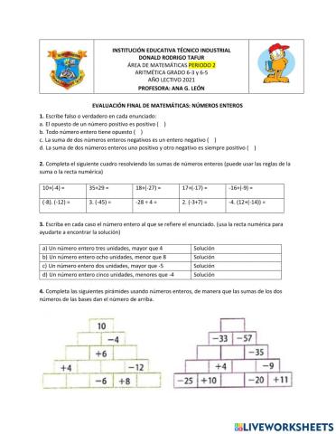 Evaluación Números enteros y polígonos