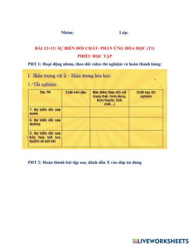 Sự biến đổi chất