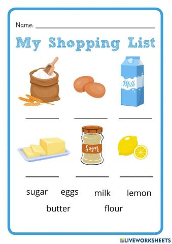 My shopping list for pancakes