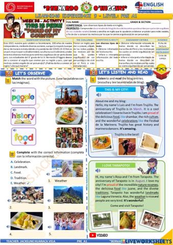 3° GRADO PRE A1 - EDA 9 - activity 1 - Aprendo en casa