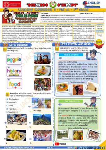 1° GRADO PRE A1 - EDA 9 - activity 1 - Aprendo en casa