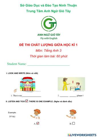 Thi Giữa Học Kỳ 1 Tiếng Anh 3
