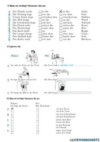Wo oder wohin? (Extra Übungen)