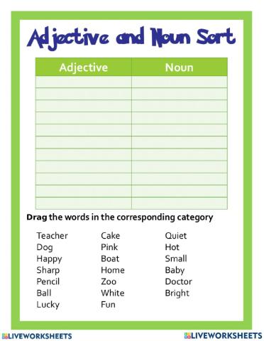 Nouns and adjectives