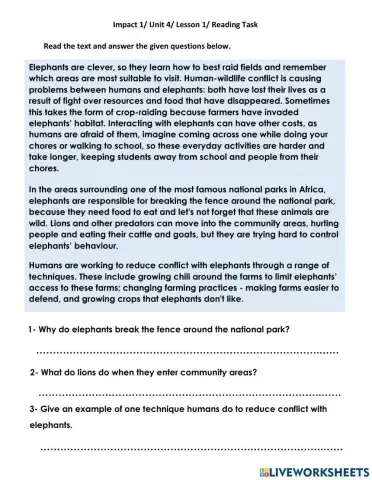 Impact 1- Unit 4- Lesson 1- Reading